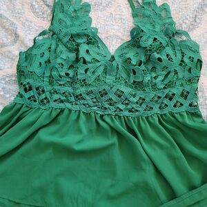 Green Lace Halter Top